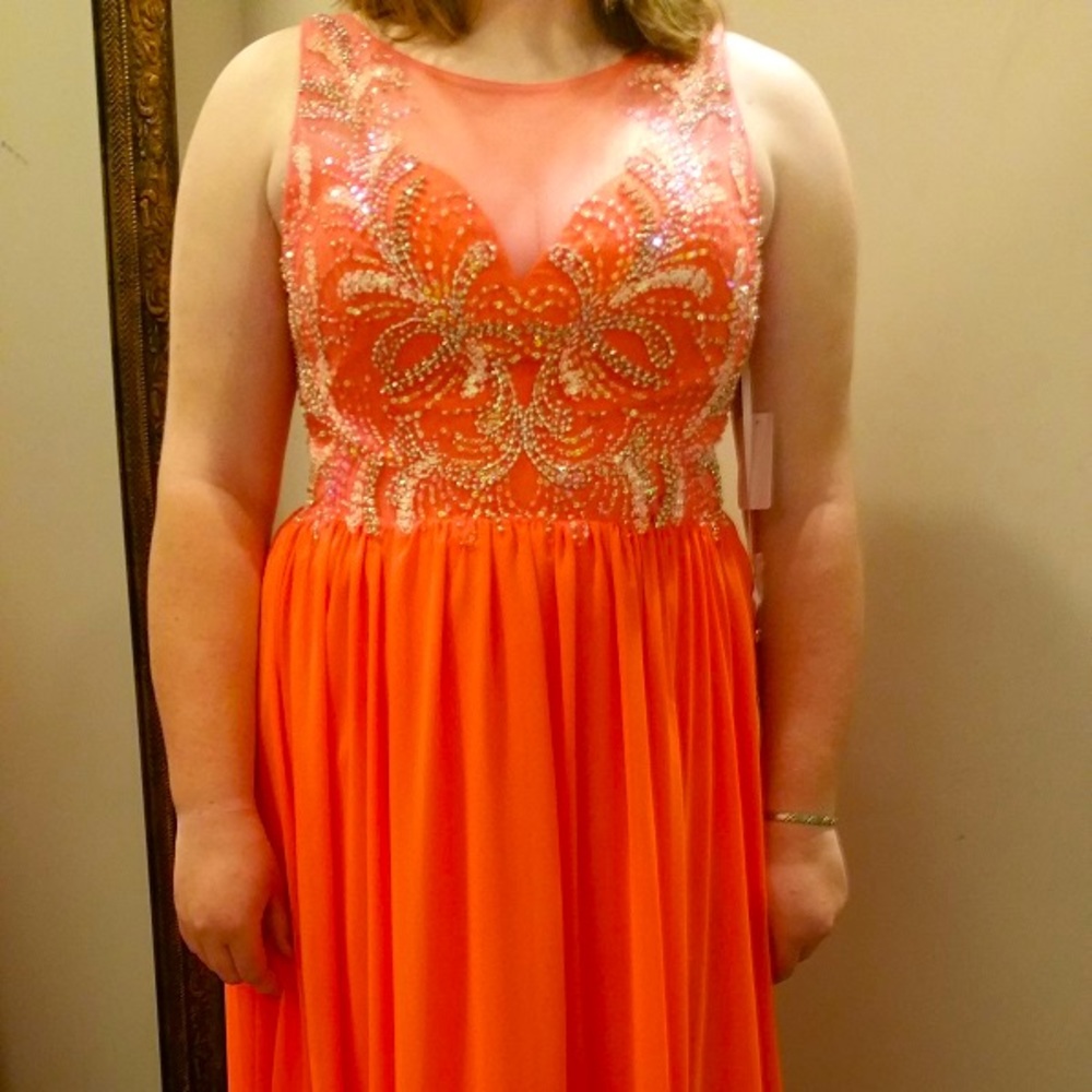 Coral Formal Floor-Length Dress. Size 16